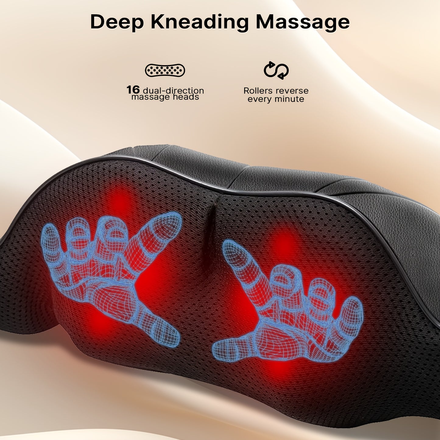 Electric Massager with Heat - 4D Deep Kneading Pillow for Neck, Back & Shoulders - Perfect for Home,