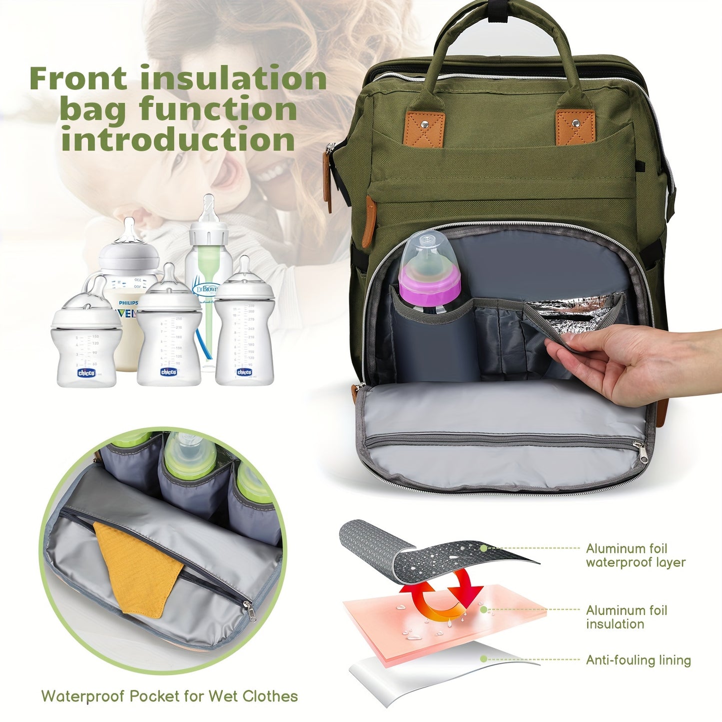 Diaper Bag Backpack With Changing Station - Baby Diaper Bags - Multifunctional Diaper Backpack,