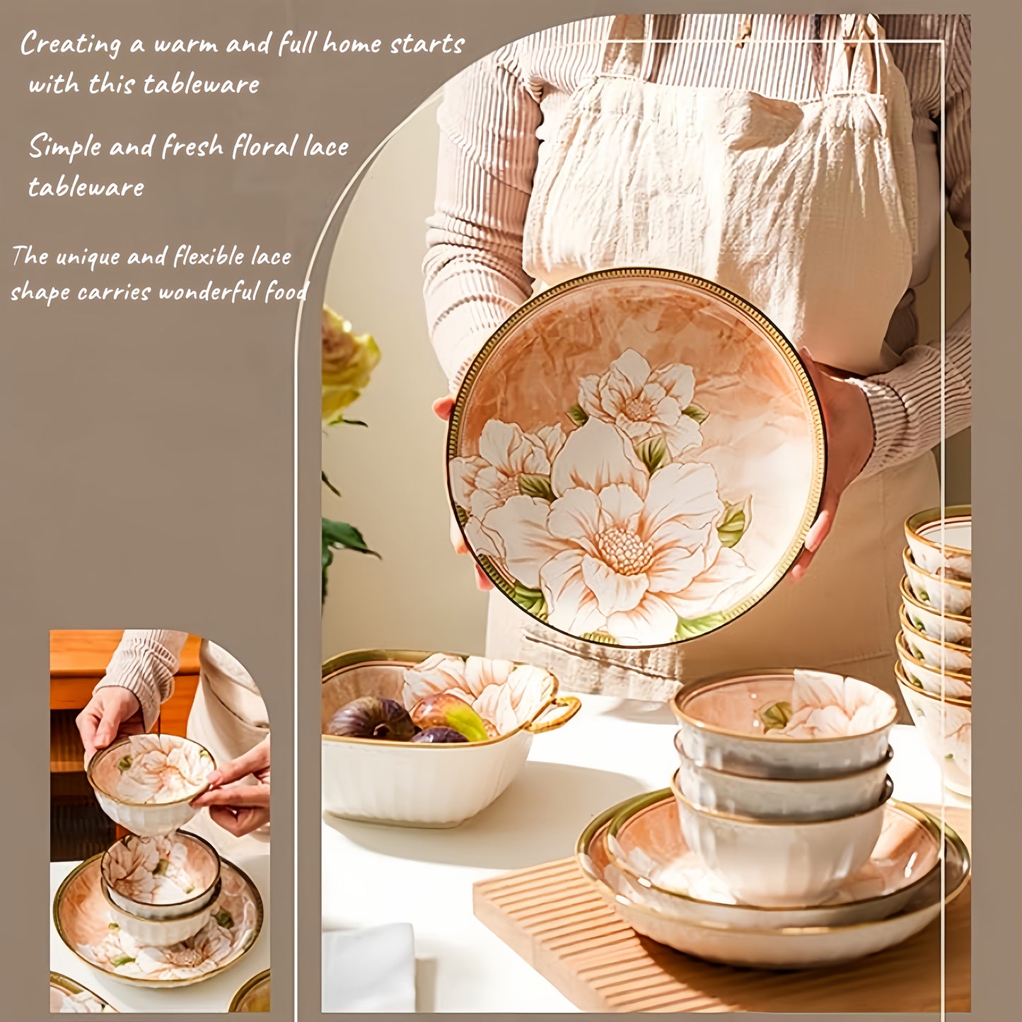 10 Camellia Porcelain, Exquisite Tableware Plate Sets, Home Gifts, Birthdays