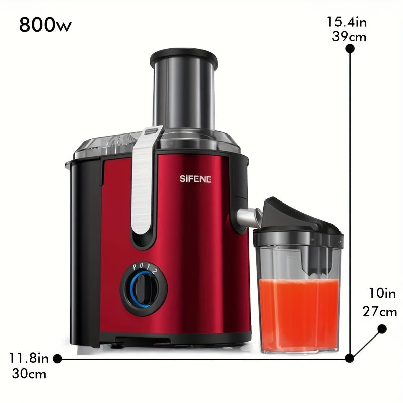 Juicer Machine, 800W Juicer With Big Mouth For Whole Fruits And Veggies, Juice Extractor With 3 Speeds Settings, Easy To Clean, Red-800W