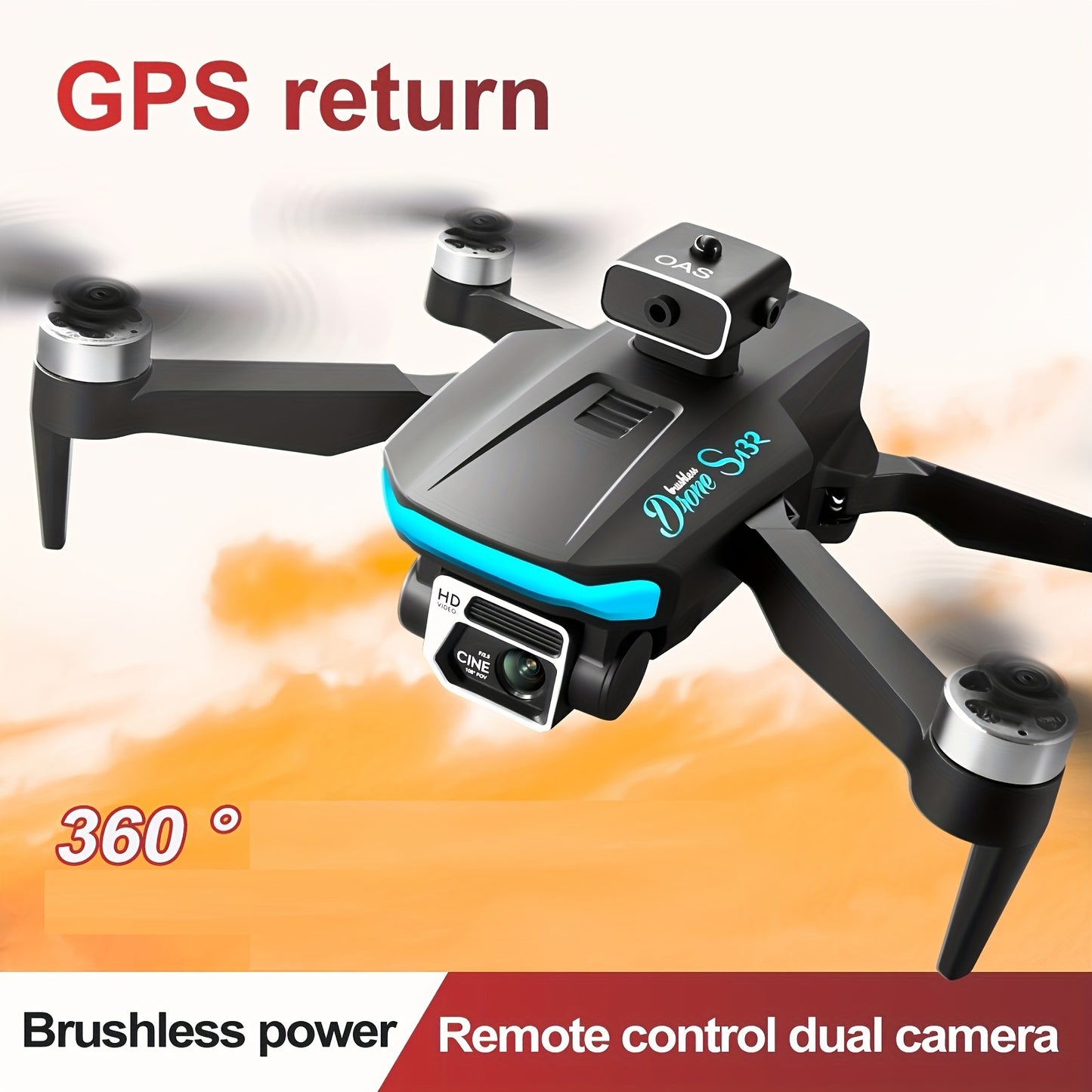 New S132 Quadcopter Drone: Built-in GPS, One Click Return, Dual Cameras, Brushless Motor, Intelligent Obstacle Avoidance. Perfect Toys And Gifts For Adults And Teenagers