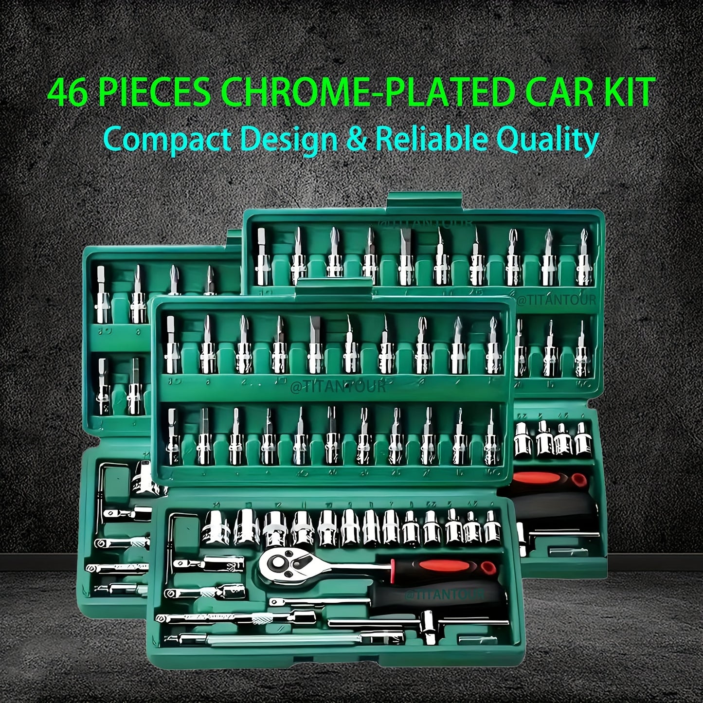 High-end Professional 46&216pcs Tool Set, Automotive Repair Mechanical Tool Kit, 1/2*1/4"3/8" Drive Depth and Standard Socket,