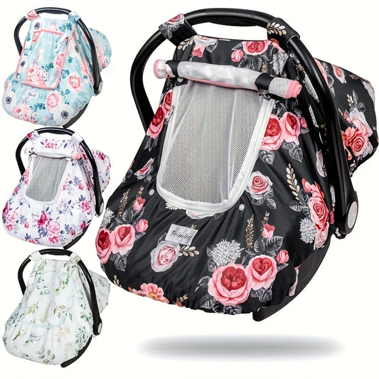 Car Seat Cover Set with Floral Designs Winter Car Seat Protection|Pram Cover Set|Insulated Car Seat Cover