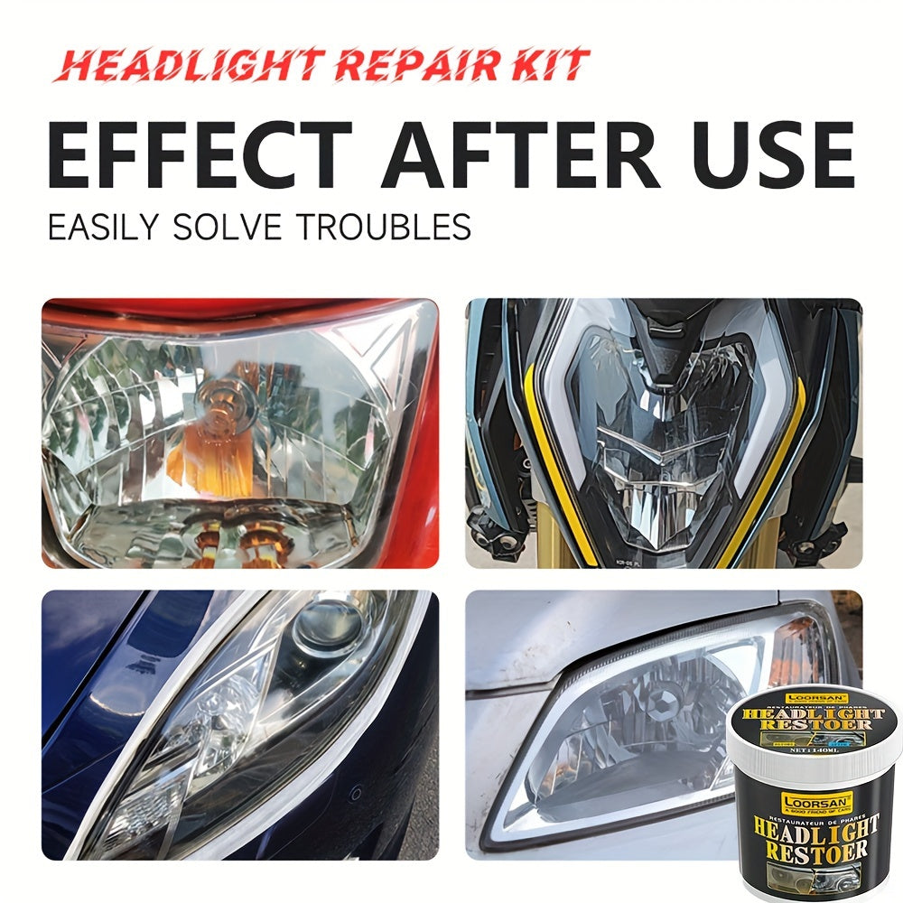 4.73oz Universal Headlight Restoration Kit - Car Headlight Polish Paste - Removes Oxidation, Restores Clarity, Easy Application,