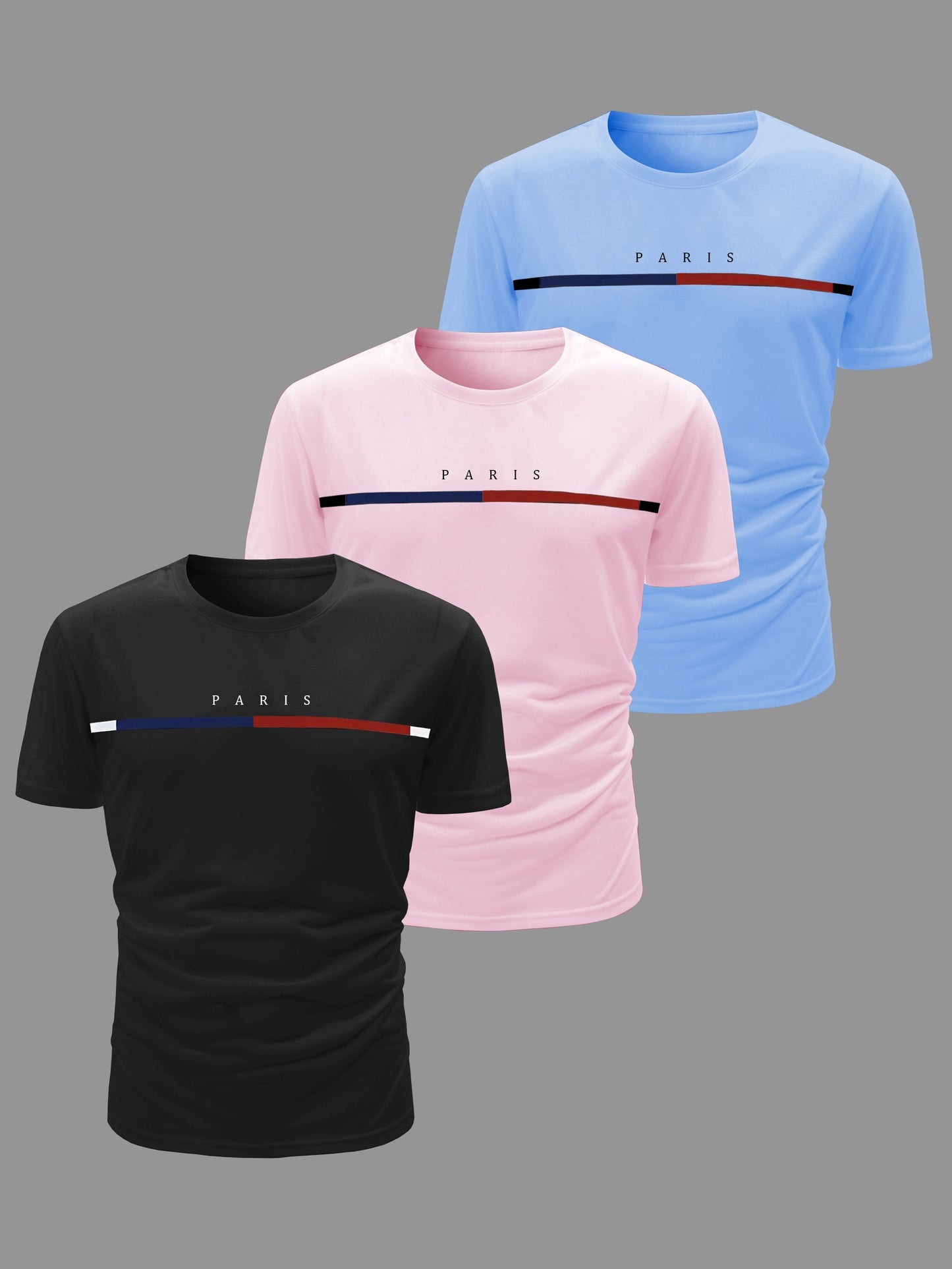 3pcs Men's Casual Short Sleeve Crew Neck T-shirts, Breathable And Lightweight For Summer Sport And Casual Wear, Outdoor Cloth