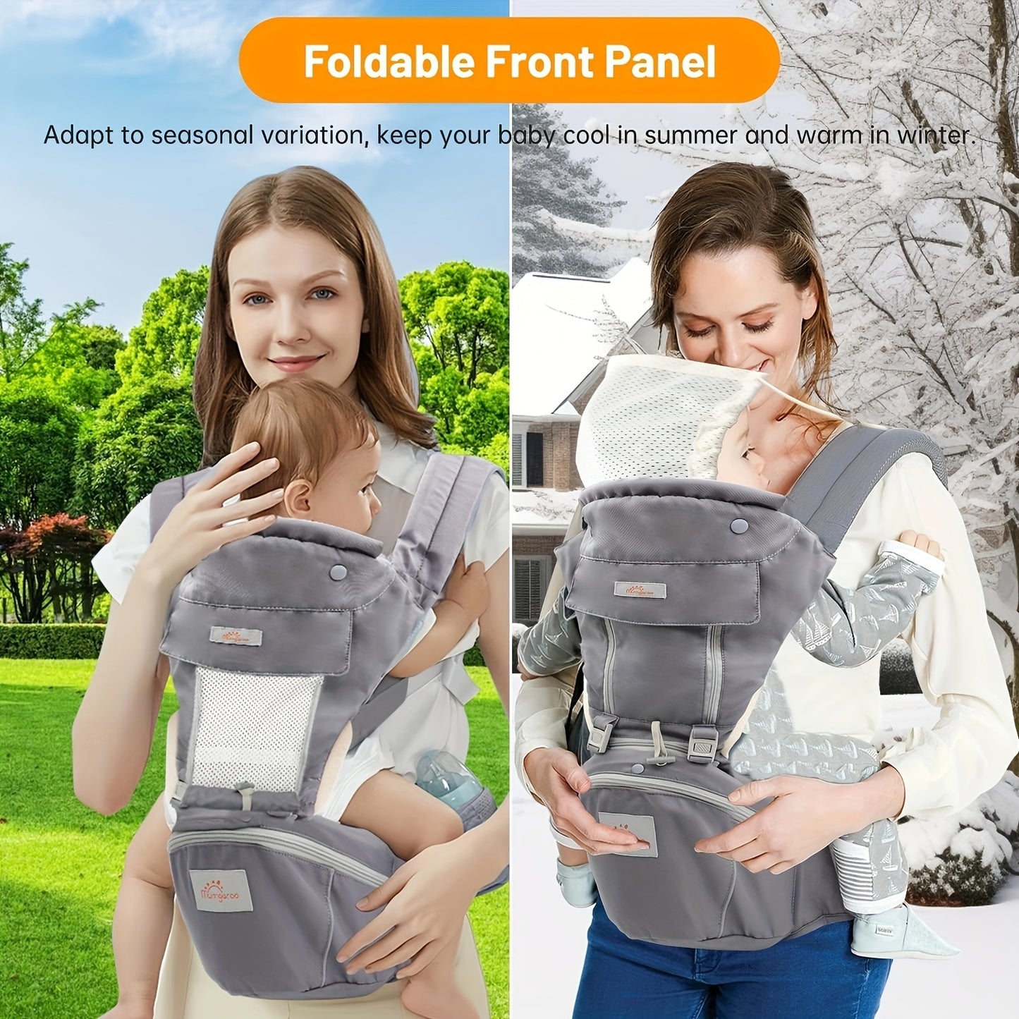 Baby Carrier With Hip Seat, 6 In 1 Baby Carrier Newborn To Toddler, & All Position Baby Holder Carrier For Breastfeeding