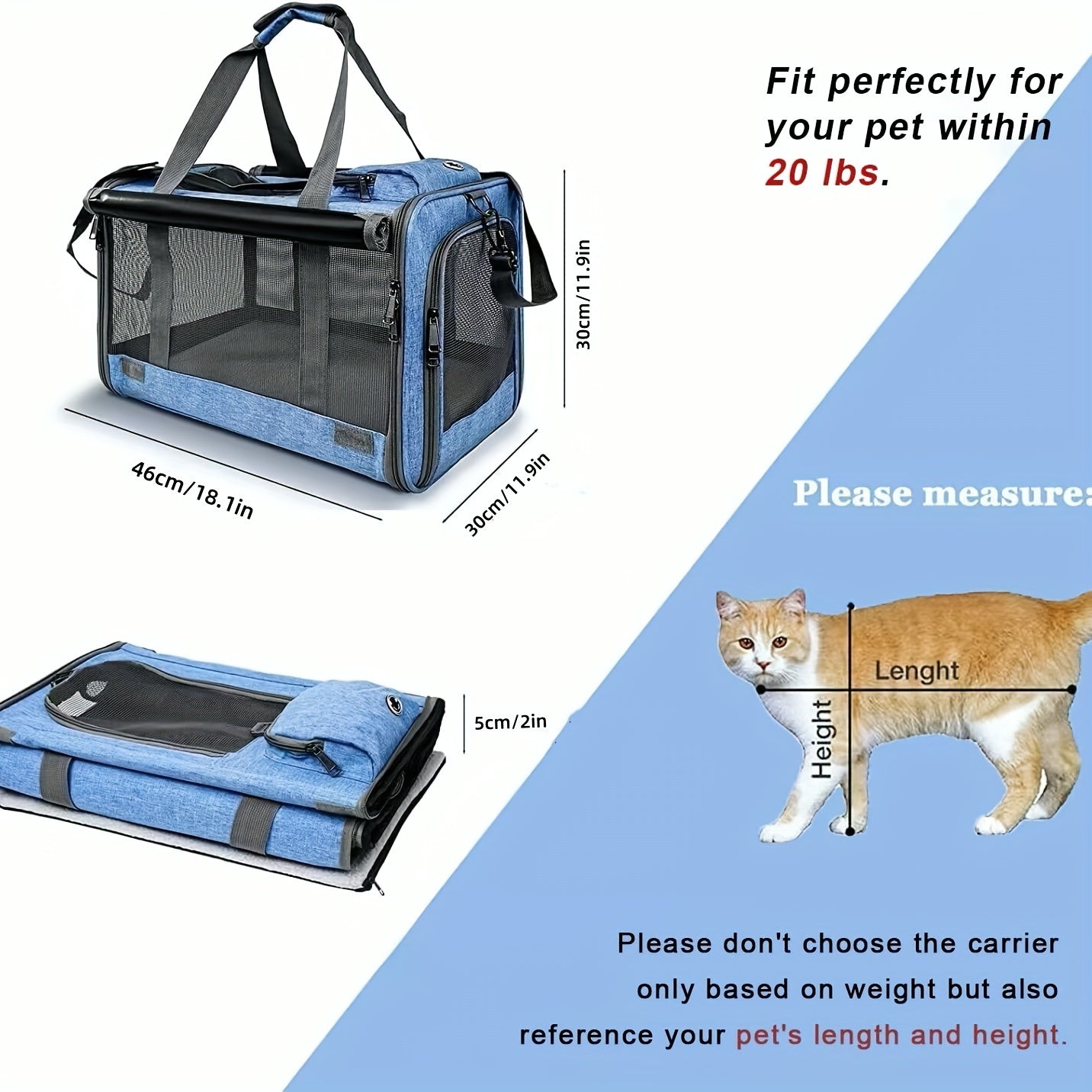 1pc Large Cat Carriers Dog Carriers Airline Approved Kitten Carrier Reptile Carriers Squirrel Carriers Carrier