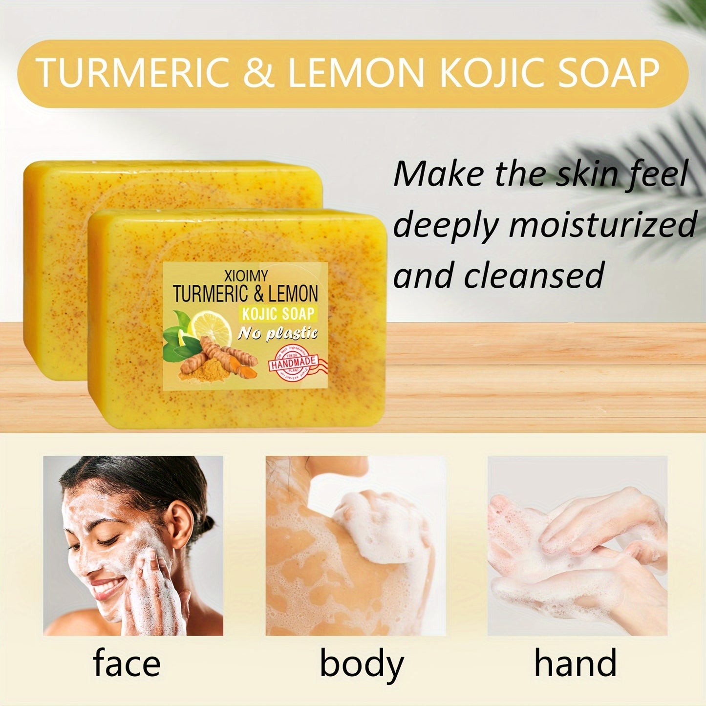 6pcs Turmeric And Lemon Cleansing And Brightening Soap, Deep Cleans The Face And Body Skin,