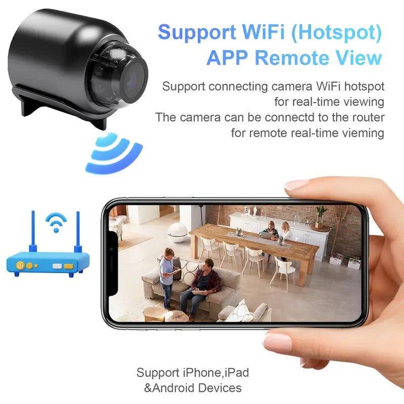 HD 1080P Mini Hidden Camera with Rechargeable Battery, Motion Detection & Remote Monitoring - Supports up to 32/64/128GB Memory Card, Portable Nanny Cam for Home Security, Pet Monitoring, Remote Access via iOS and Android APP