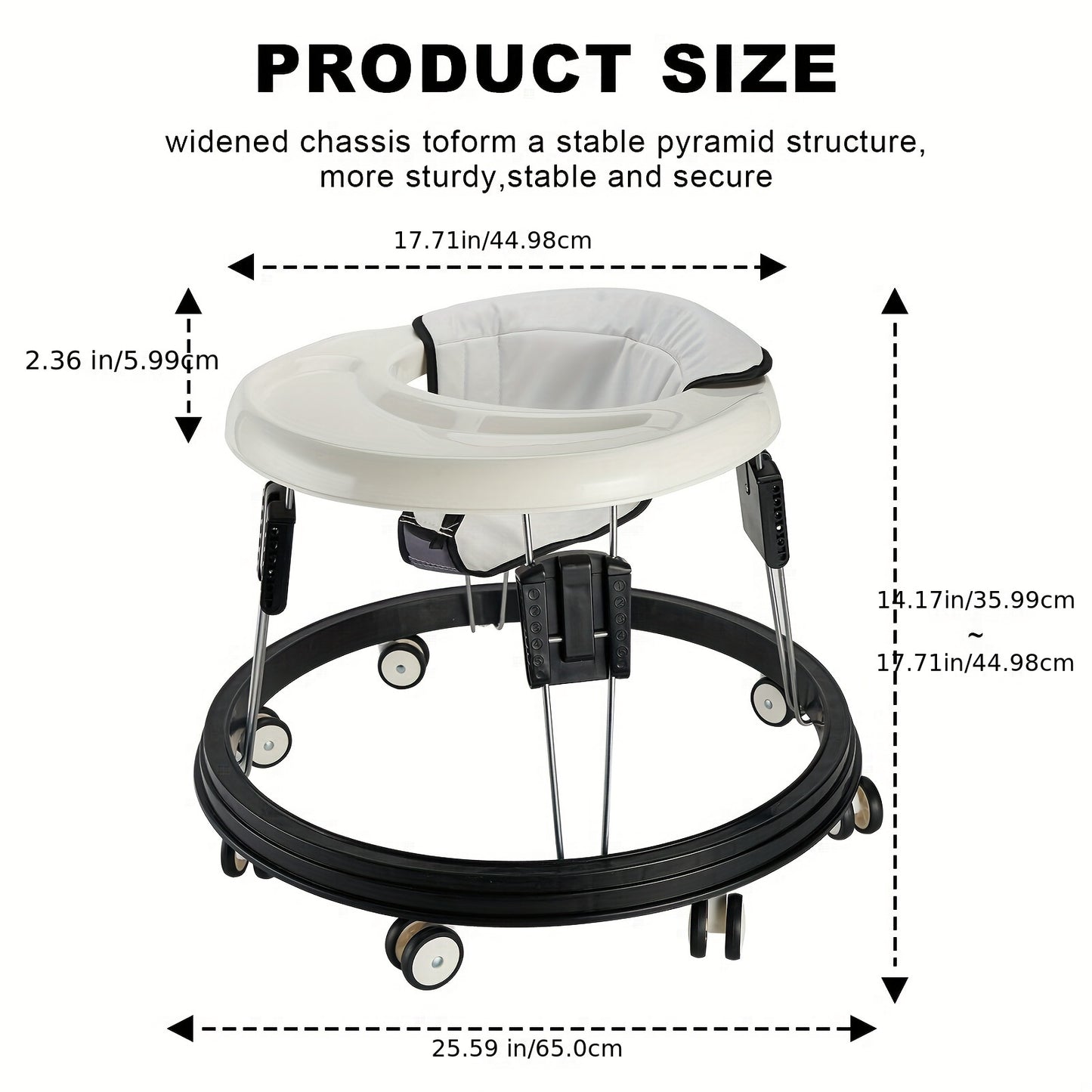 Walker With Adjustable Height, Multi-Functional Folding Walker, 9 Heights Adjustable,