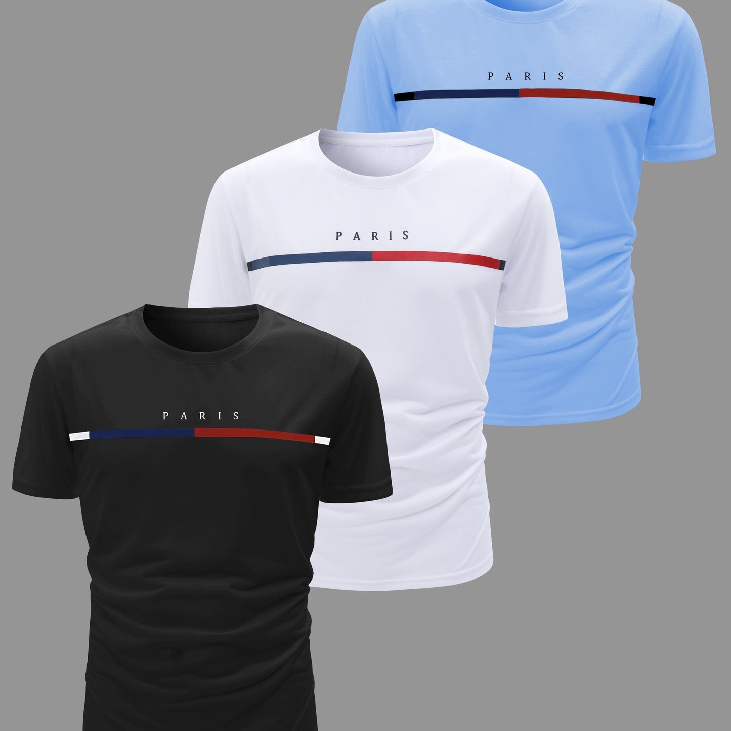 3pcs Men's Casual Short Sleeve Crew Neck T-shirts, Breathable And Lightweight For Summer Sport And Casual Wear, Outdoor Cloth