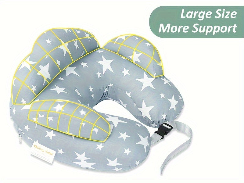 Adjustable Nursing Pillow for Breastfeeding, Feeding Pillow with Safety Fence More Support for Mom and Baby