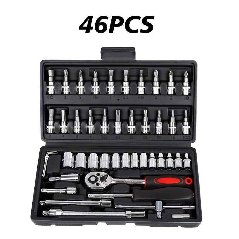 216/46pcs High-Quality Multi-Functional Heat- Auto Mechanic Tool Set - Premium Torque Wrench Set