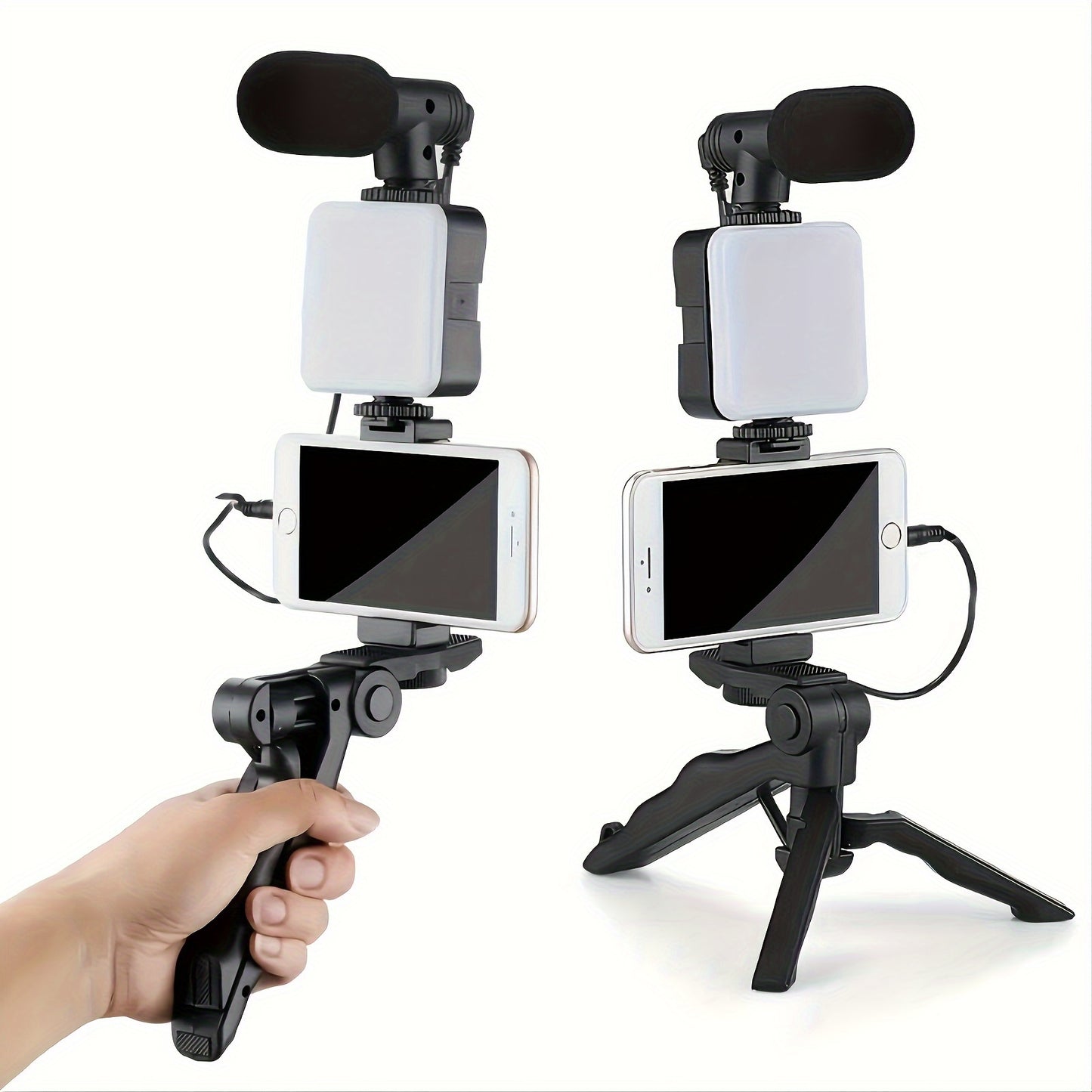 Five-in-one Mobile Phone Holder Stabilizer With LED Fill Light, Suitable For Handheld Selfies, Outdoor Activities, Interviews, Day And Night Fill Light, Rotating Lightweight Portable Tripod