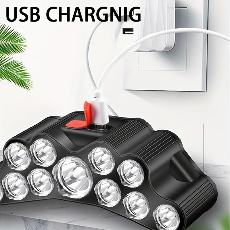 Ultra-Bright USB Rechargeable LED Headlight with 4 Modes, Including Red Light - Perfect for Camping, Hiking, Night Fishing & Emergencies