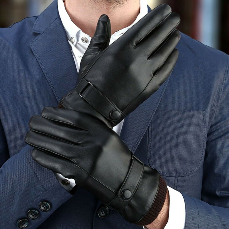 Touchscreen-Compatible Winter Gloves - Waterproof, Windproof Faux Leather with Fleece Lining for Extra Warmth