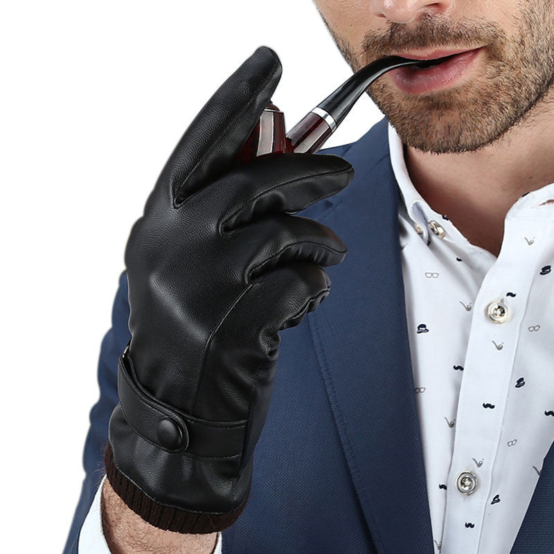 Touchscreen-Compatible Winter Gloves - Waterproof, Windproof Faux Leather with Fleece Lining for Extra Warmth