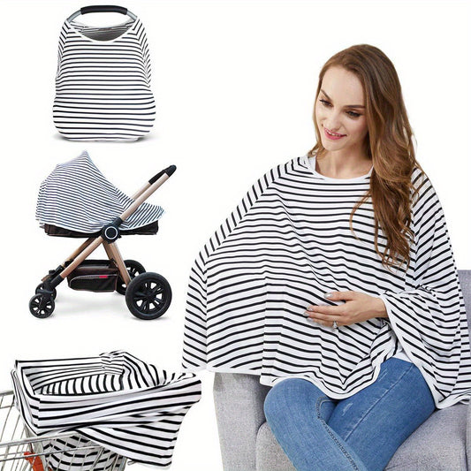 Versatile Nursing Poncho - 360° Privacy Breastfeeding Cover, Perfect for Travel & Shopping Cart Use