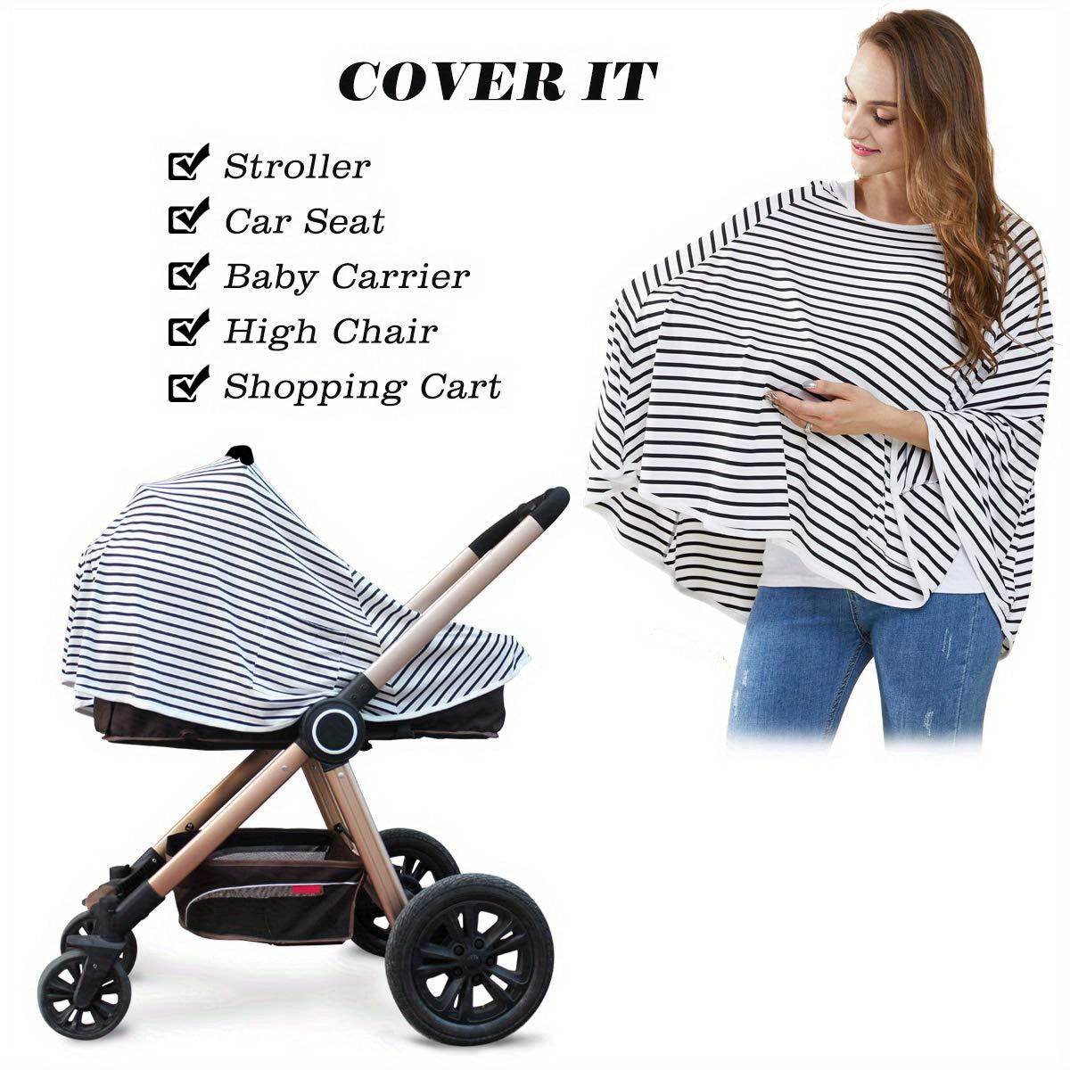 Versatile Nursing Poncho - 360° Privacy Breastfeeding Cover, Perfect for Travel & Shopping Cart Use