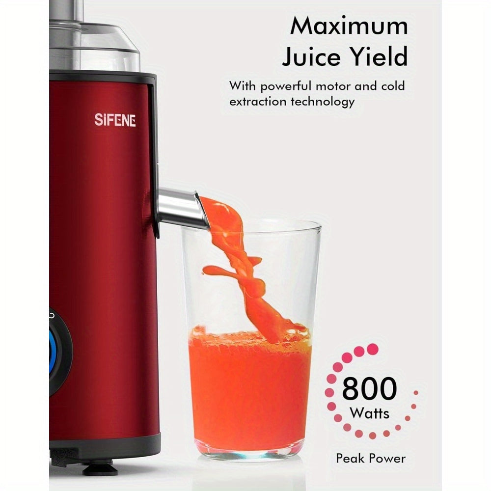 Juicer Machine, 800W Juicer With Big Mouth For Whole Fruits And Veggies, Juice Extractor With 3 Speeds Settings, Easy To Clean, Red-800W