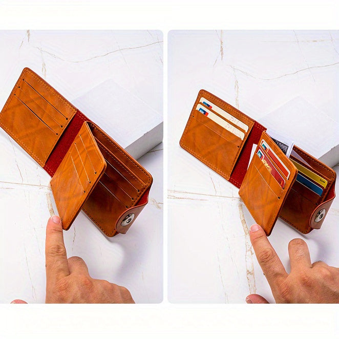 Vintage Retro PU Leather Wallet: Multiple Card Slots, Portable Credit Card Holder, Perfect Gift for Men