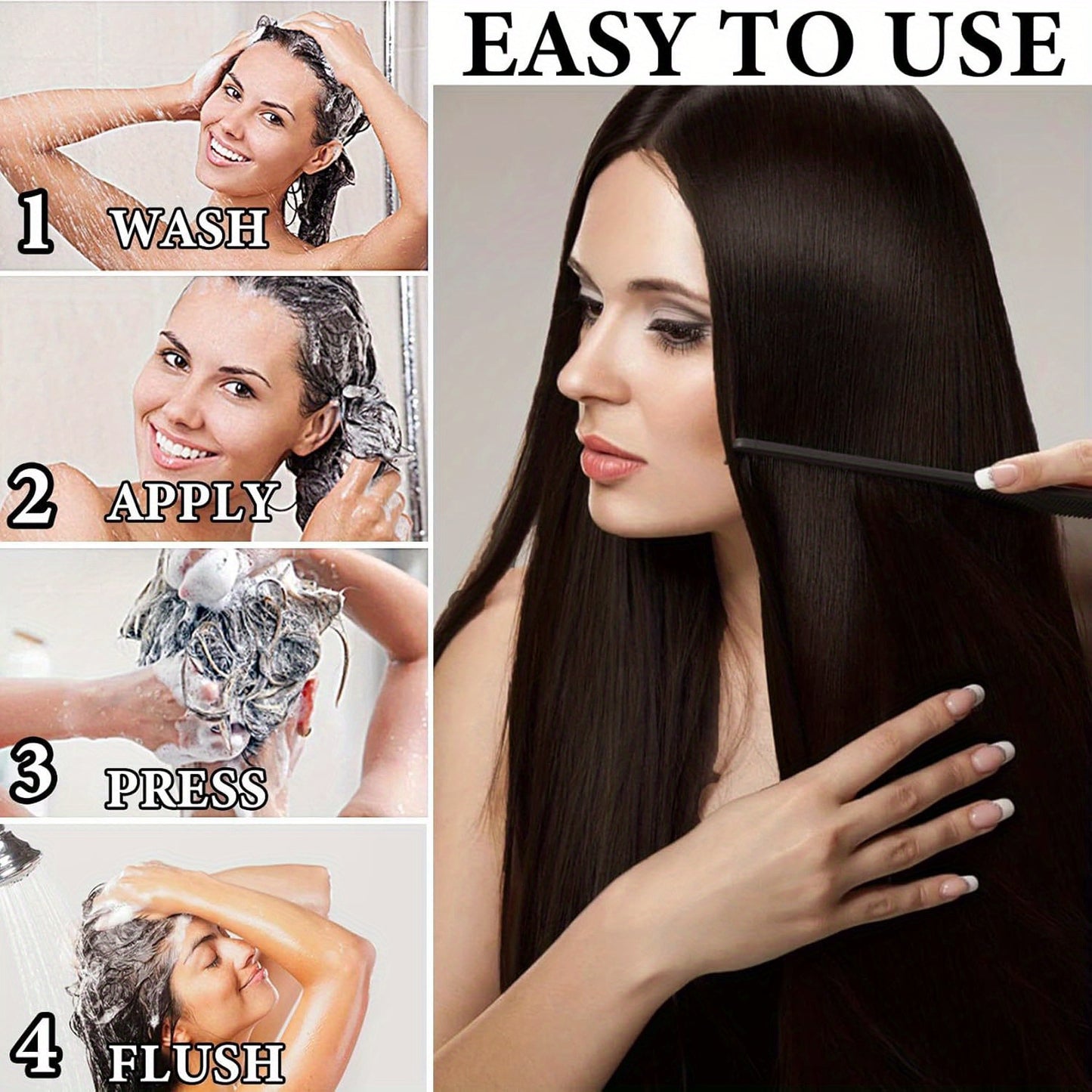 2pcs Black Hair Dye Shampoo 3 in 1 for Gray Hair Coverage Hair Color Shampoo for Men and Women,