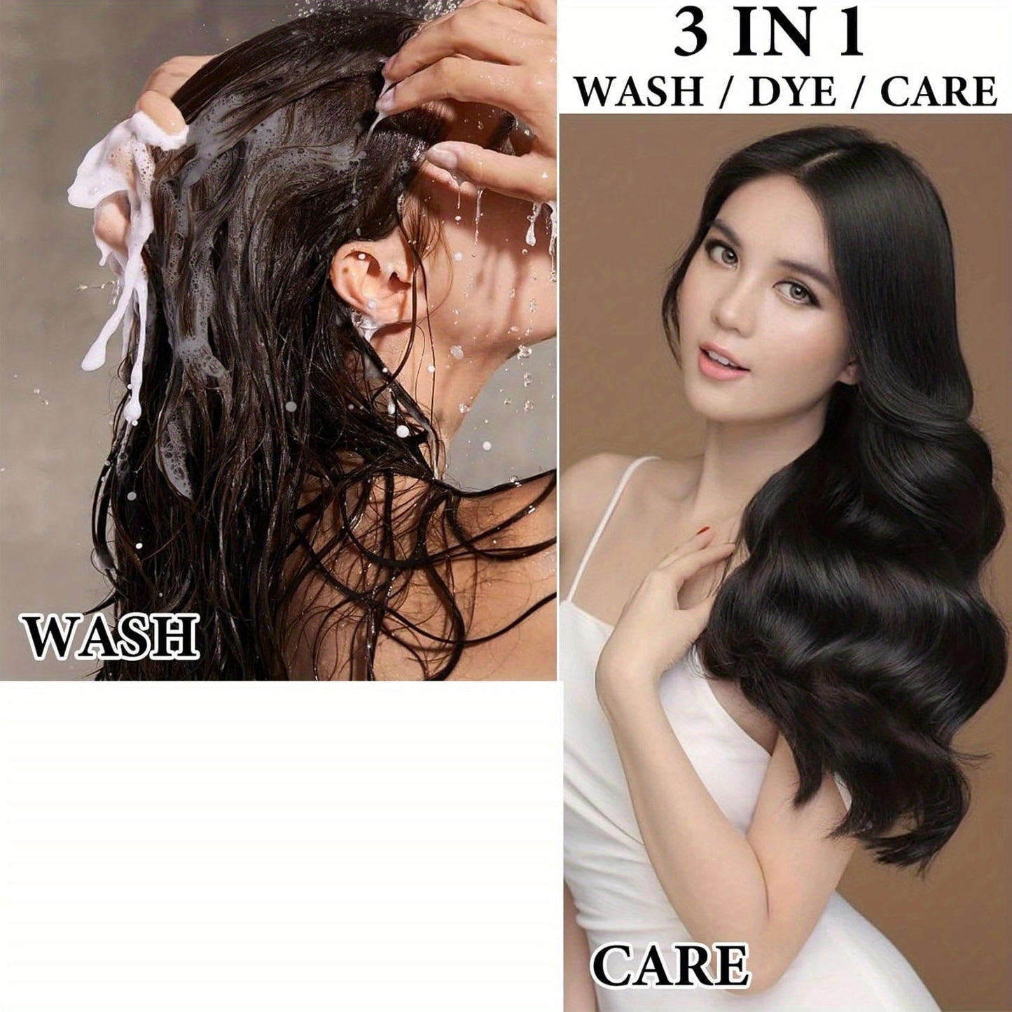 2pcs Black Hair Dye Shampoo 3 in 1 for Gray Hair Coverage Hair Color Shampoo for Men and Women,