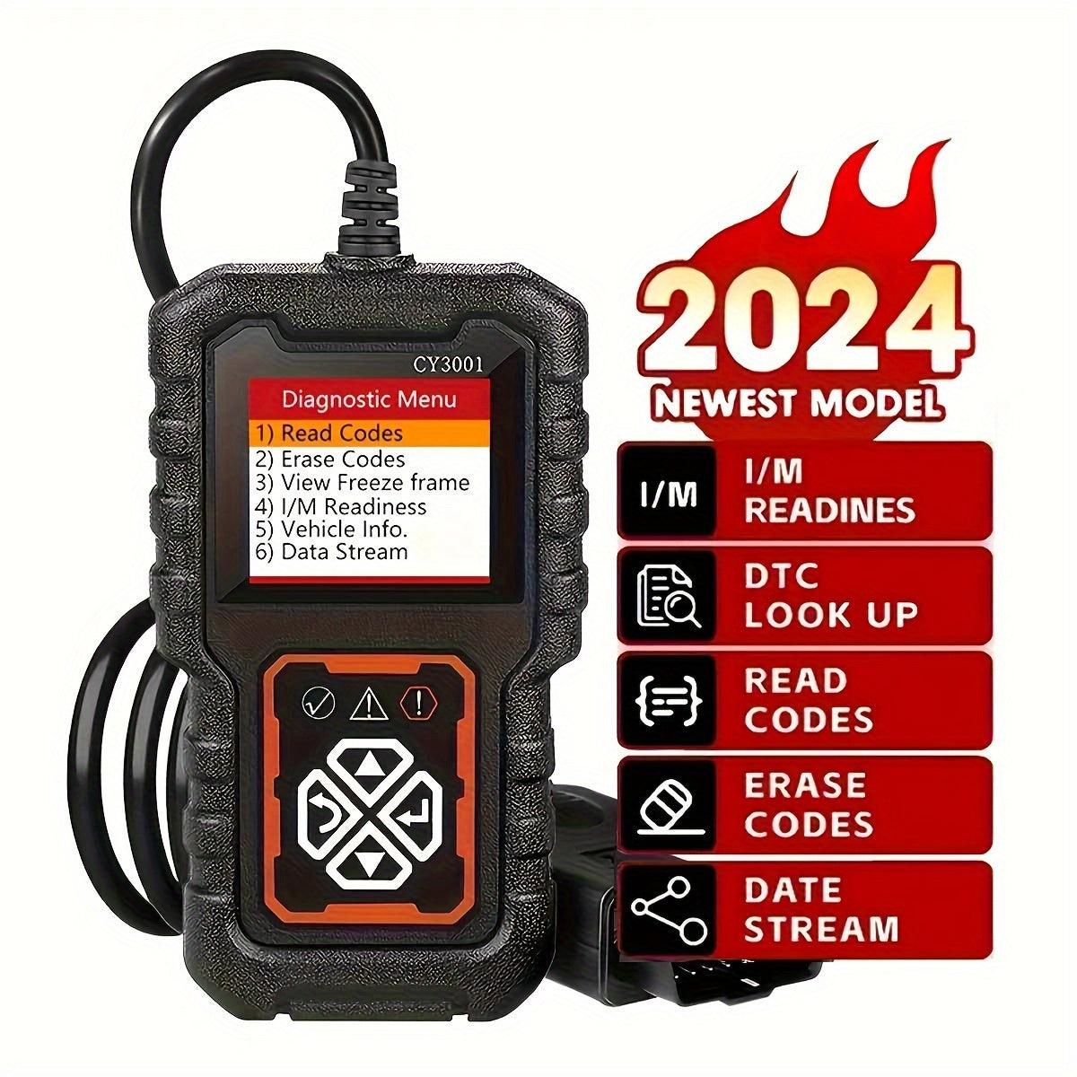 2024 OBD-II Scanner, Car Diagnostic Tool, Engine Fault Code Reader,