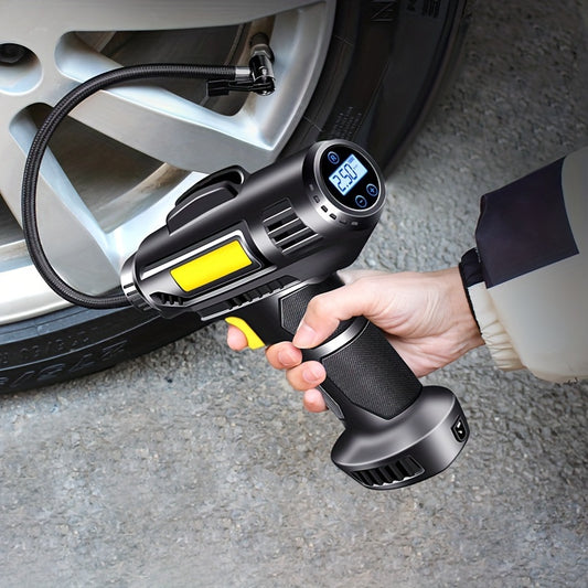 Compact Cordless Tire Inflator - Portable Handheld Air Compressor with Digital Display, Rechargeable, Ideal for Cars, Bikes, Motorcycles & Sports Equipment