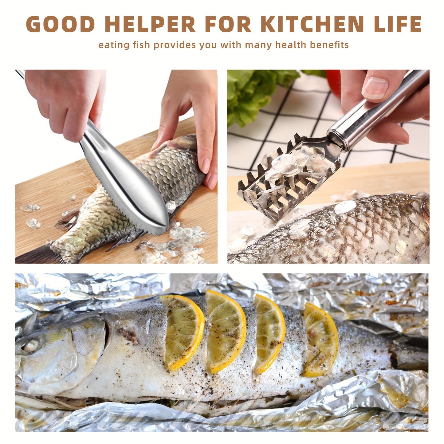 2-Piece Stainless Steel Seafood Scaling Set - Ideal for Chefs & Home Cooks