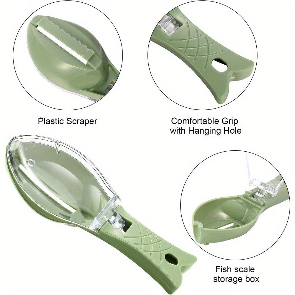 4pcs Stainless Steel Fish Scale Remover Portable Fish Scraper Scaler with Multifunctional  Kitchen Tool