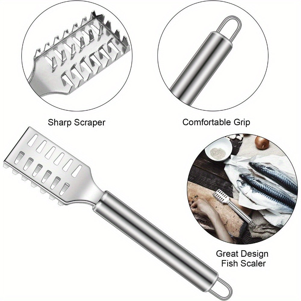 4pcs Stainless Steel Fish Scale Remover Portable Fish Scraper Scaler with Multifunctional  Kitchen Tool