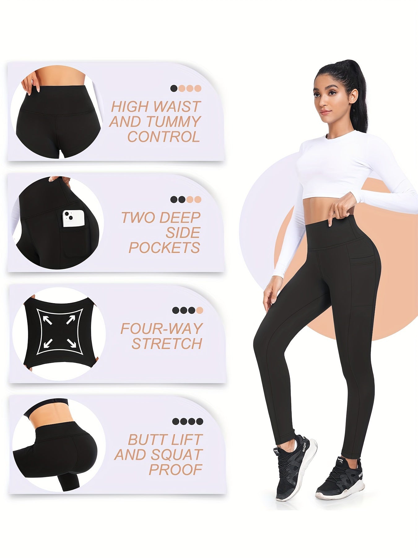 Women's High Yoga Leggings with Pockets -  Comfortable Workouts