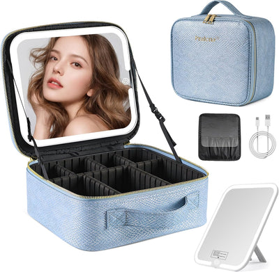 Portable Travel Makeup Bag with Mirror and Adjustable Light - Available in 3 Colors,