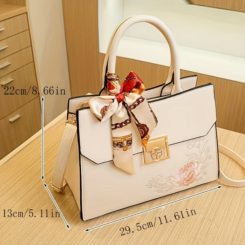 Chinese Style Embroidered Handbag, Women's 2024 New Light Luxury Bridal Wedding Bag Birthday Gift Parent Bag