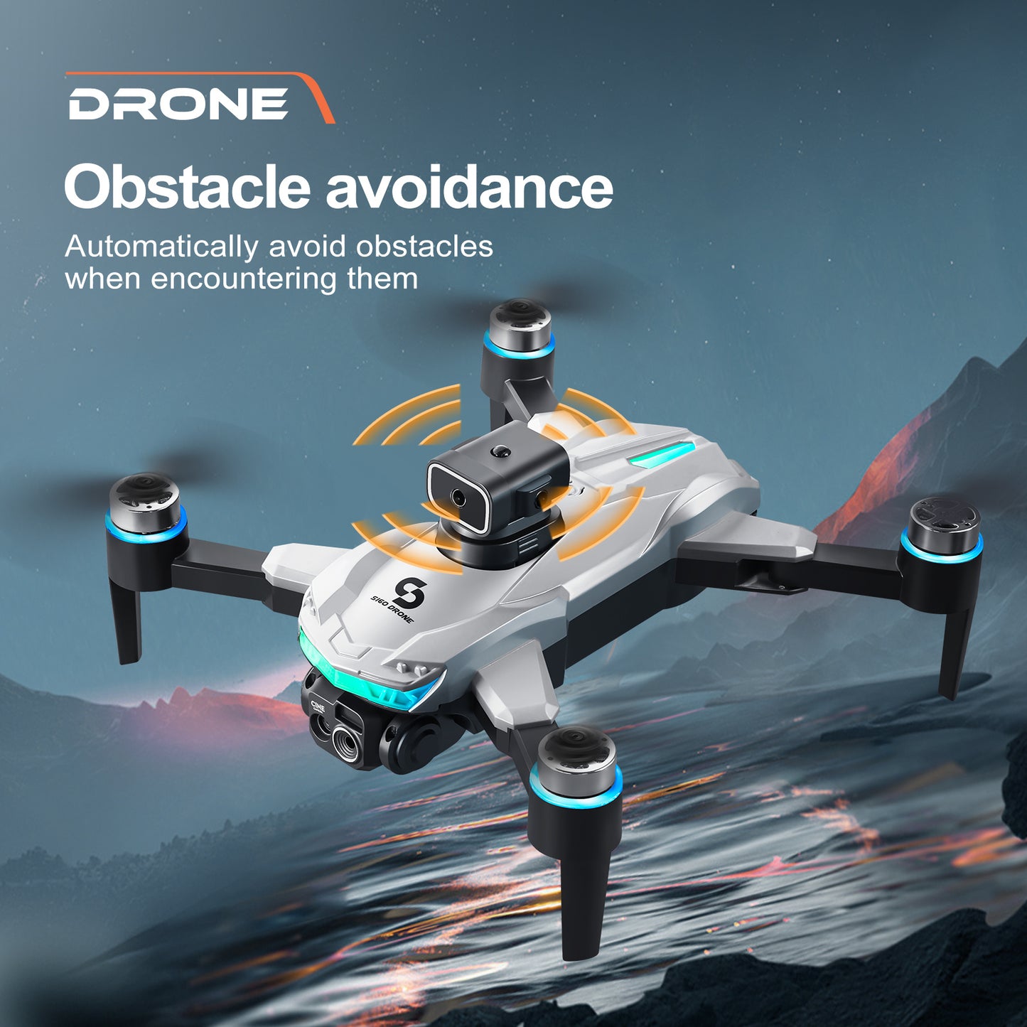 Dual Camera Drone with Remote Control, 480p Video, Obstacle Avoidance, 1-Axis Gimbal, USB Charging, 2000mAh Battery, 5905.51inch Max Control Range, 4724.41inch Max Altitude, 3m/s Max Speed, for Outdoor Quadcopter for Beginner