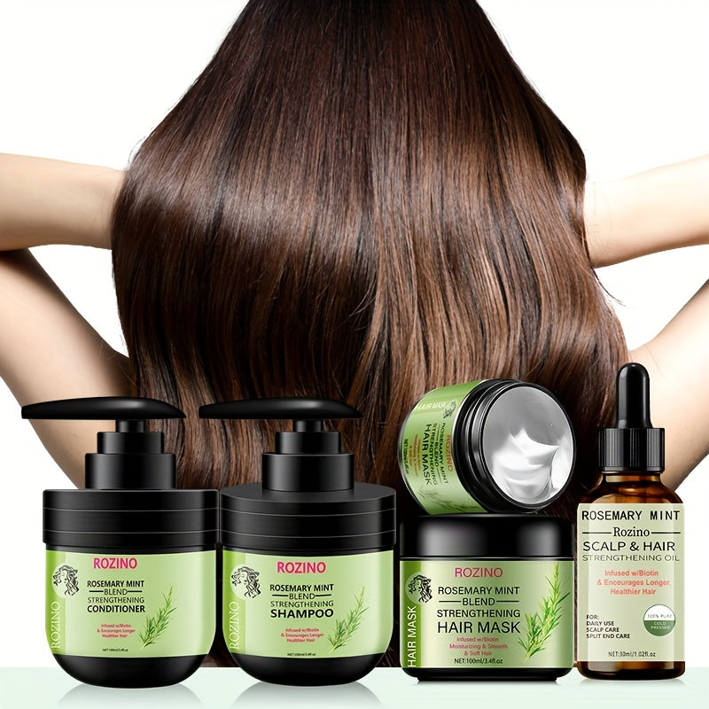 Rosemary Hair Care Set - Unisex Adult Shampoo, Conditioner, Scalp & Hair Mask, Lotion Form with Rosemary for Normal Hair Style,