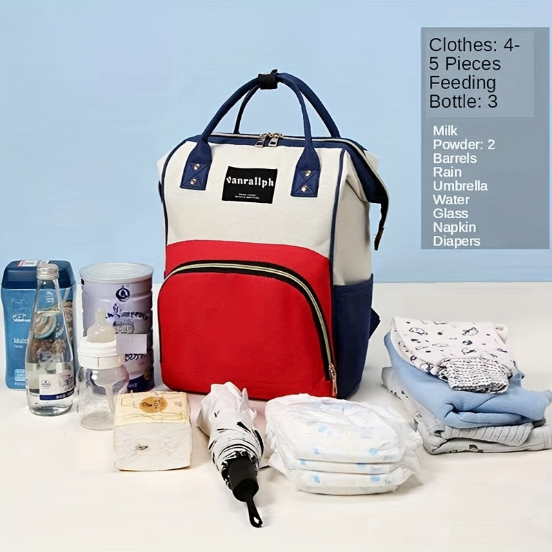 1pc Mommy Multi-Functional Backpack, Large Bag with Utility Pocket, Waterproof Oxford Cloth,