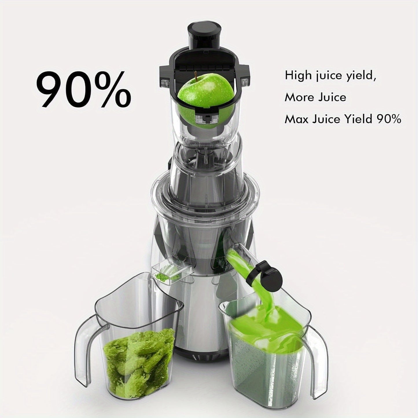 1pc  Juicer, Stainless Steel & Food Grade PP, 110-130V US Plug, No Battery - Gray