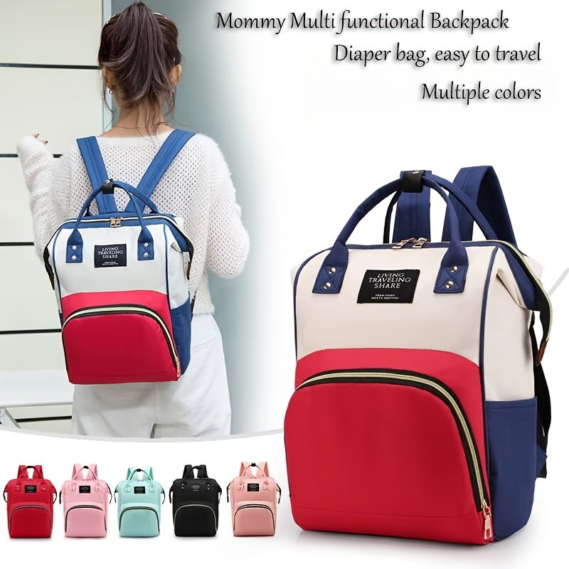 1pc Mommy Multi-Functional Backpack, Large Bag with Utility Pocket, Waterproof Oxford Cloth,