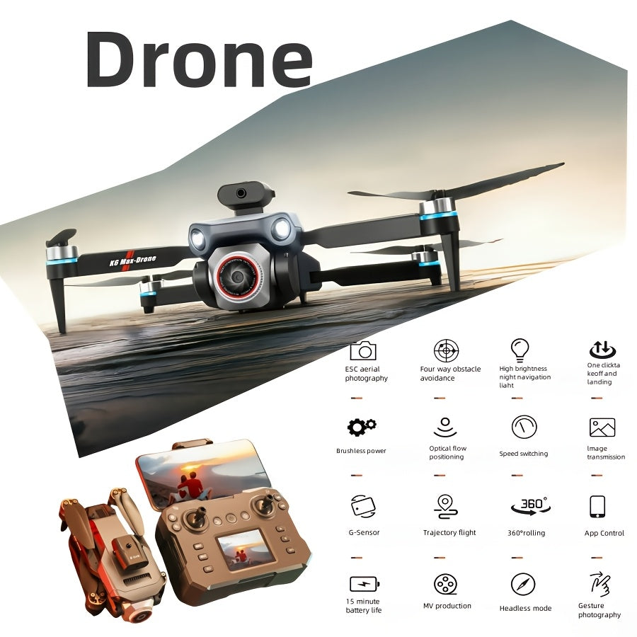 RC Drone, With 2 Batteries, Screen Remote Control Operation, 360 °obstacle Avoidance, Powerful Brushless Motor, Electrically Adjustable HD Dual Cameras, Remote-controlled Aircraft, With 8g Memory Card