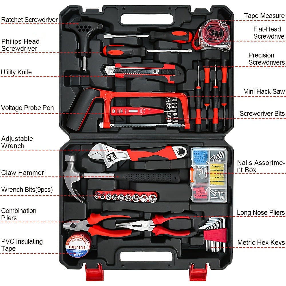 80pcs Ultimate Tool Kit for Home & Car Repair - Includes Pliers, Hammer, Utility Knife & More - Durable, Corrosion-Resistant with Secure Storage Case - Ideal DIY & Maintenance Gift Set