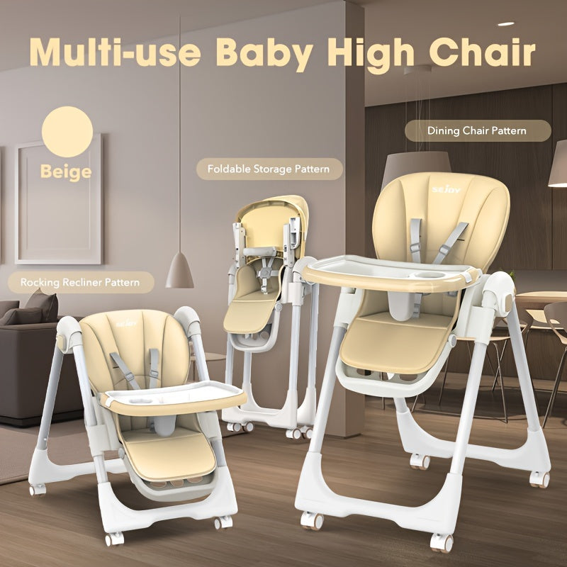 1pc from to 6 Years  Adjustable, Backrest and Footstool Seat Height Adjustable, Foldable for Easy Storage, 2-in-1 Use as a Recliner and Dining Chair,