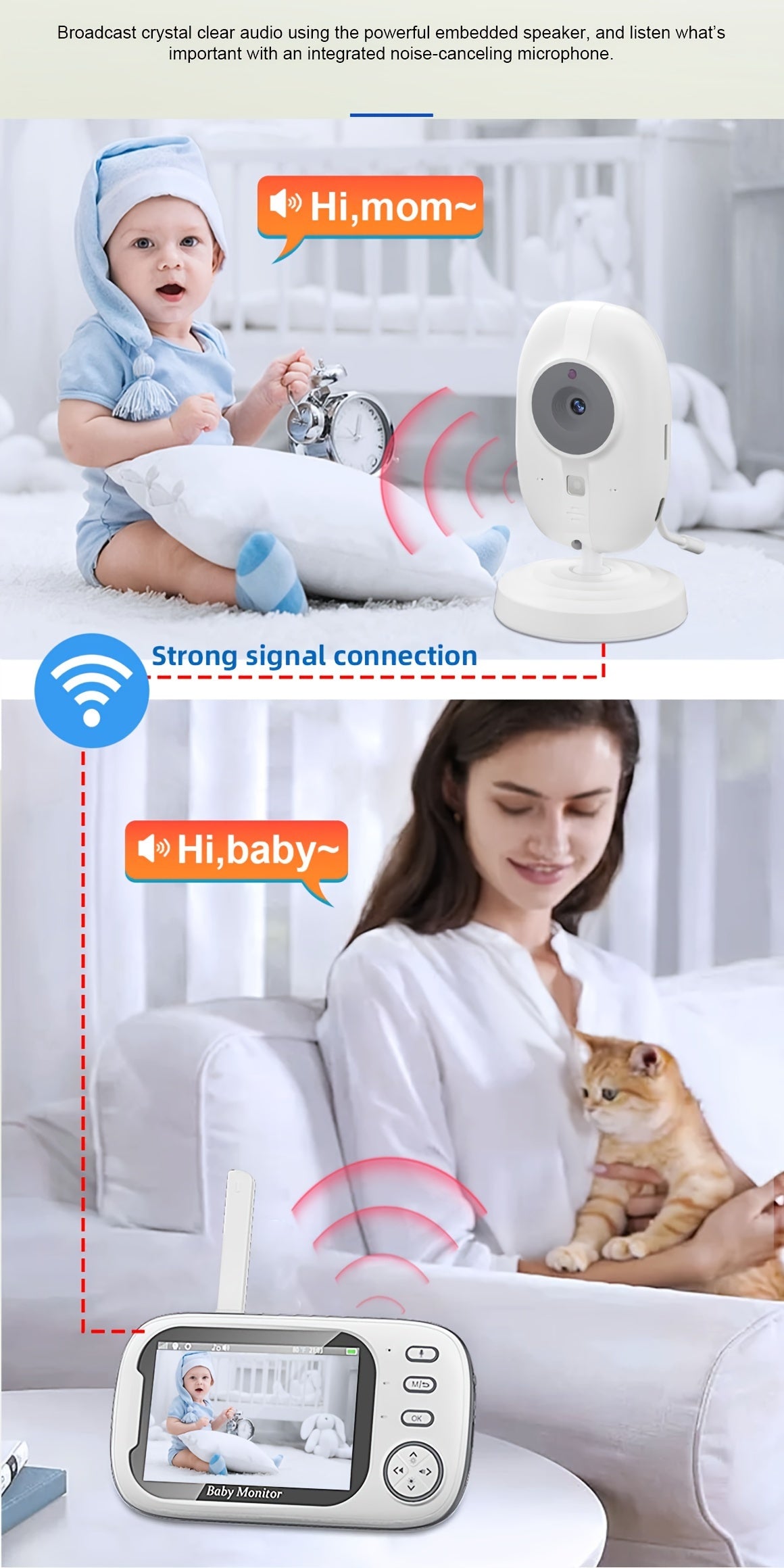 cam Baby Monitor, 3.5 Inch Color LCD Screen, 2 Way Audio, Infrared Night Vision, Digital Zoom,