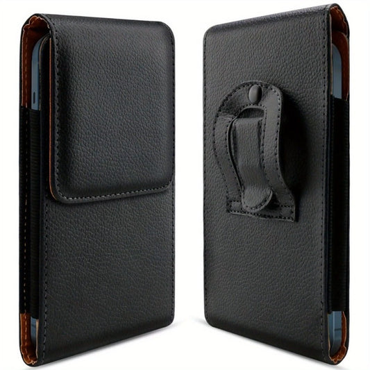 Universal Cell Phone PU Leather Vertical Pouch Holster Wallet Bag with Waist Belt Clip for iPhone 16 15 14 13 12 11 Pro Max Plus, for Samsung Galaxy S25 24 23 22 21 Ultra Plus FE and A Series Cellphone, for Moto Google Phone