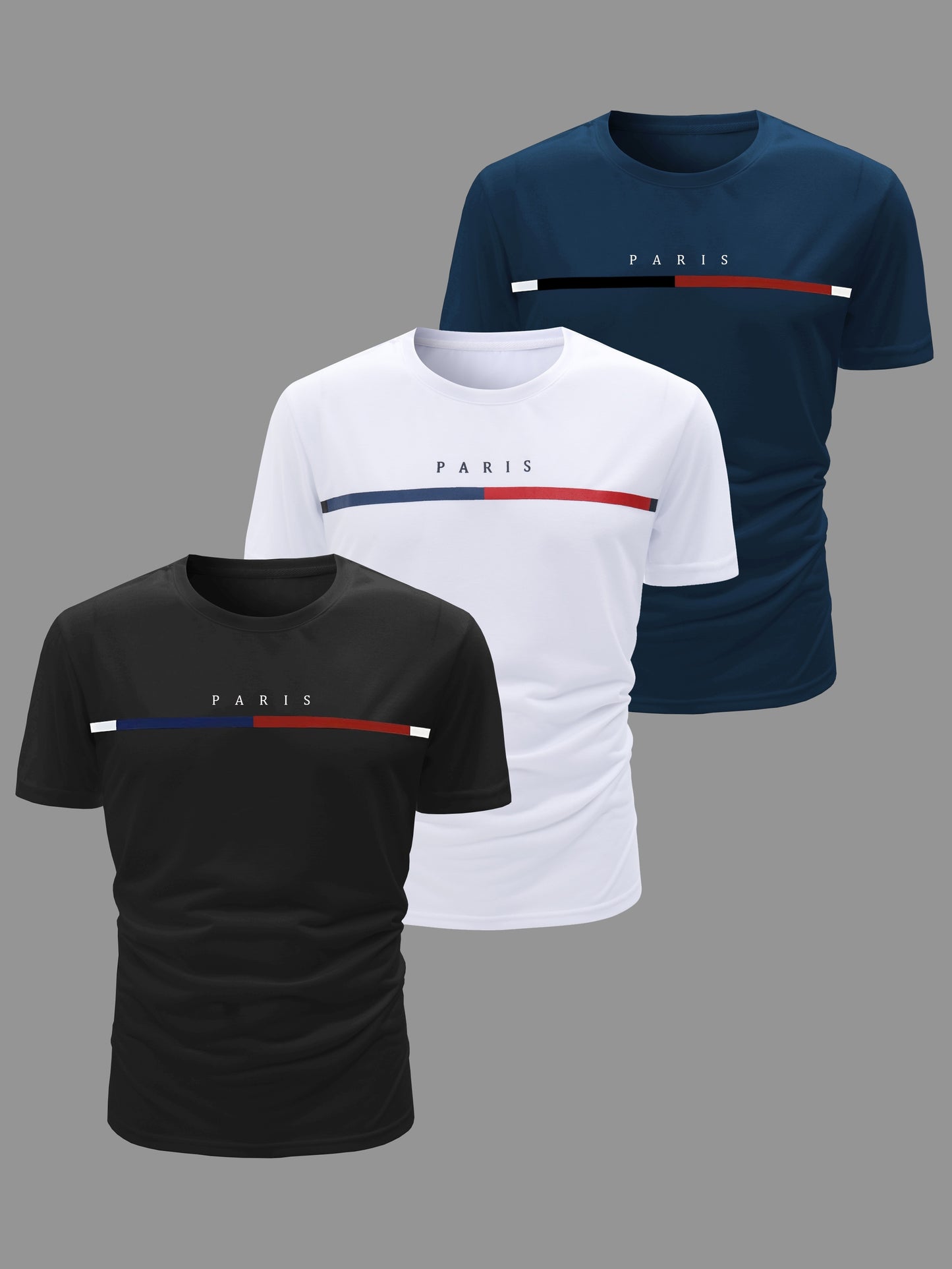 3pcs Men's Casual Short Sleeve Crew Neck T-shirts, Breathable And Lightweight For Summer Sport And Casual Wear, Outdoor Cloth