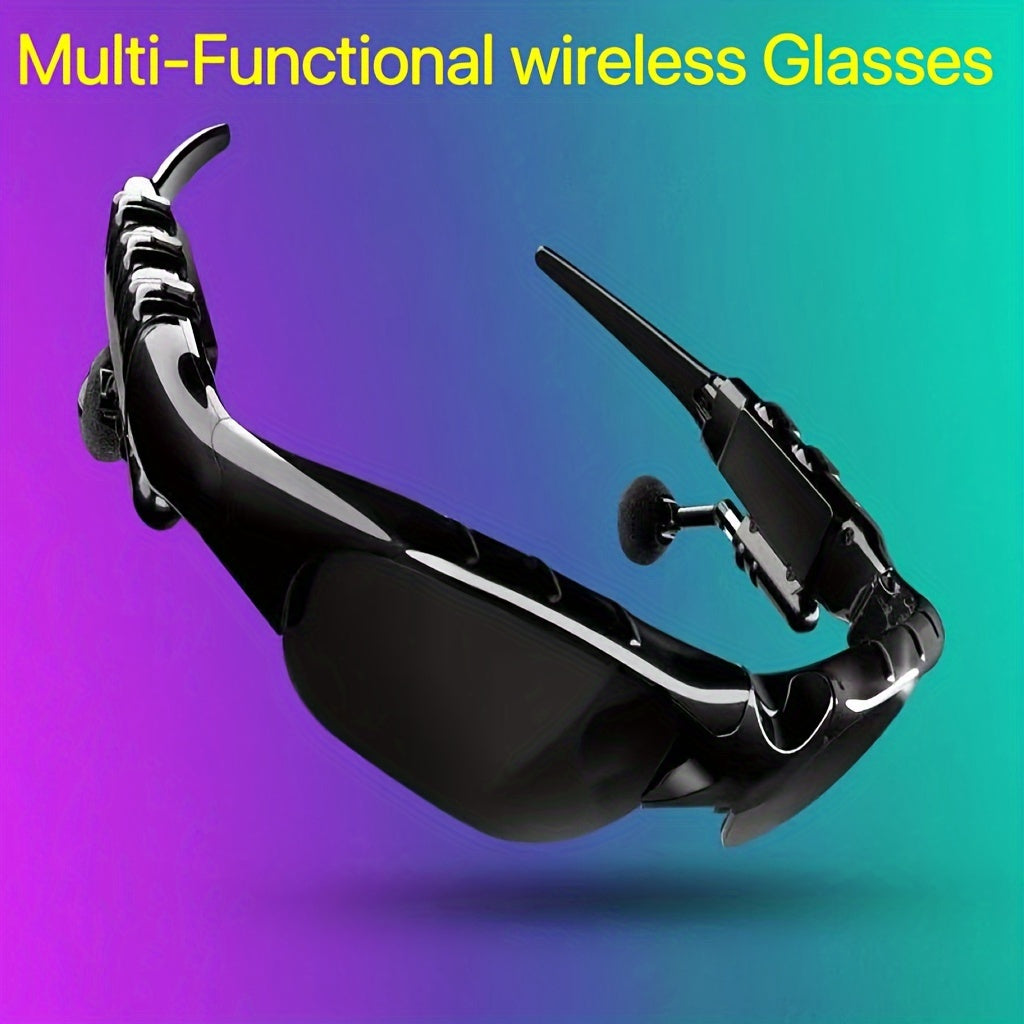 Multi-Functional Wireless Glasses 2-in-1 Headset with Mic USB Charging, 55mAh Rechargeable Polymer Battery, Driving Eyewear for Cycling Travel Outdoor Activities