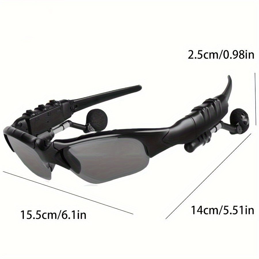 Wireless Intelligent Sports Glasses, Built-in Stereo Headphones, USB Rechargeable Lithium Batteries, Hands-free Calls, Music, Navigation Mirror Lenses, Noise Reduction, Plastic Frames for Running and Outdoor Activities