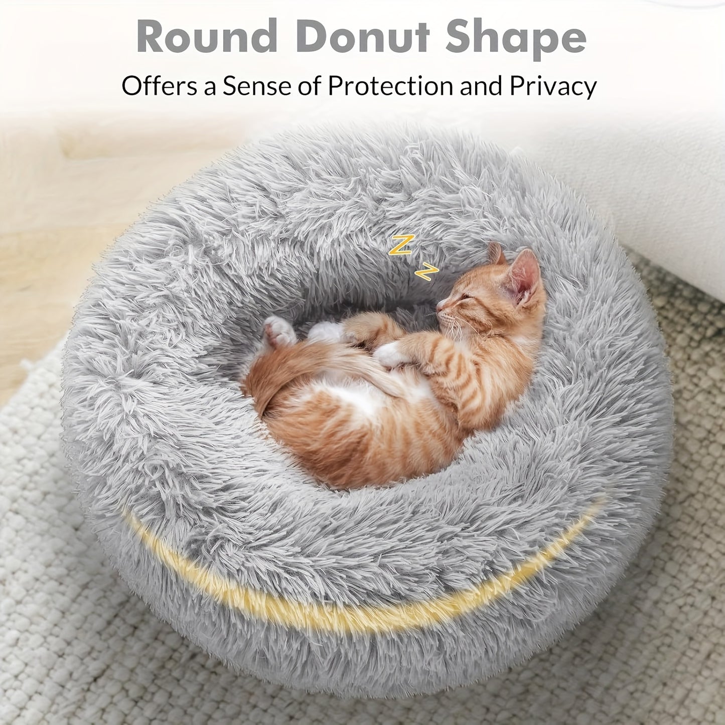 1pc Cozy Donut Cuddler DOGS Bed , Cats - Multiple Sizes (15"/19"/23"/27"/31") for Dog Mats for Sleeping