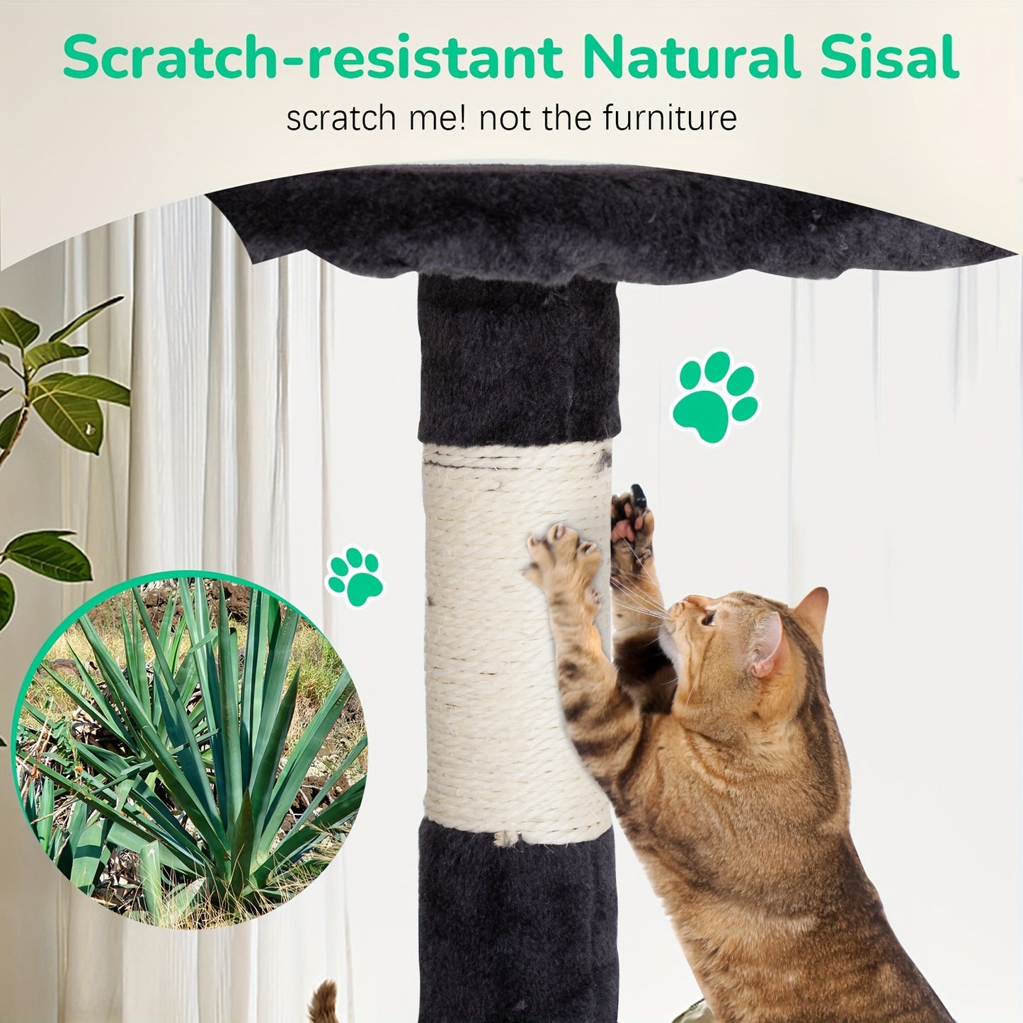 54"-70" Multi-Level Cat Tree Tower for Indoor Cats, Durable Plywood